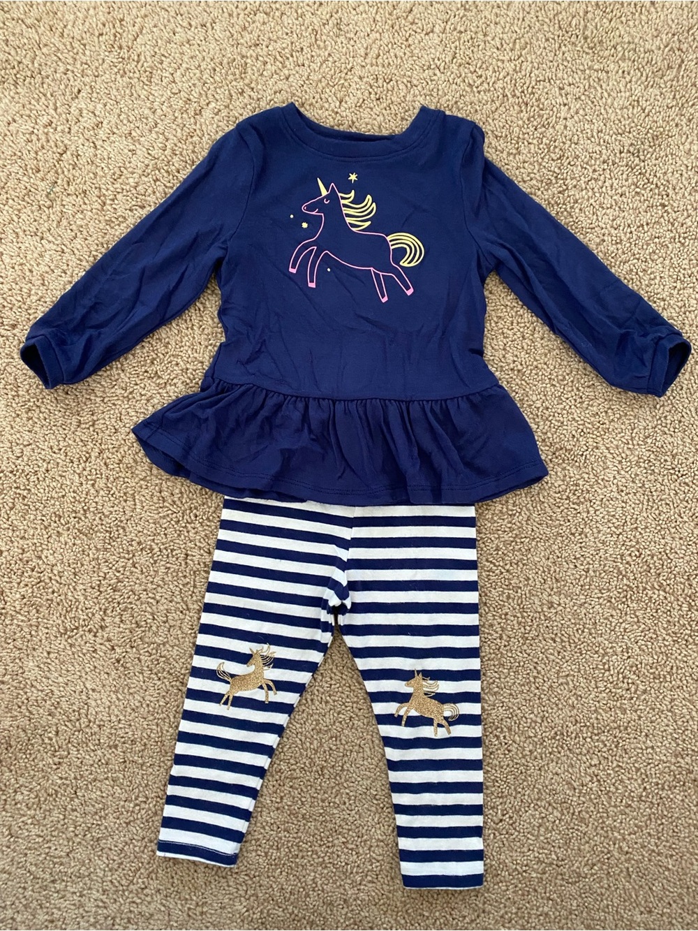 Cat & Jack Unicorn Peplum Top and Leggings